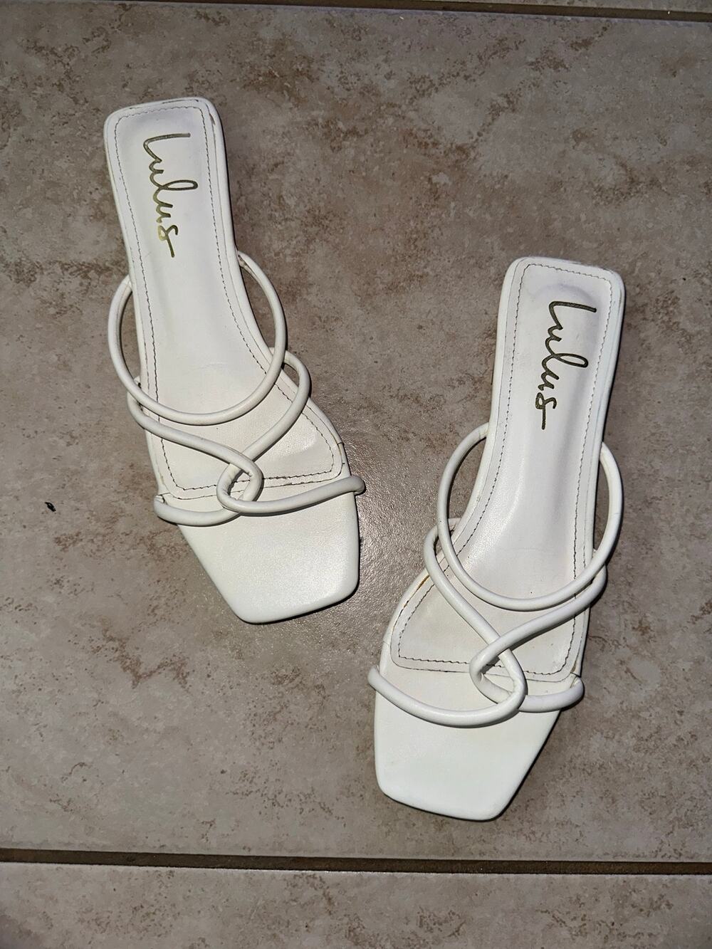 Lulus White Strappy Square Toe Slide Sandals Size 7